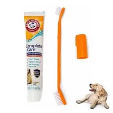 Kit Creme Dental para Cachorro Arm & Hammer Sabor Frango Escova de Dente Dedeira Para Limpeza