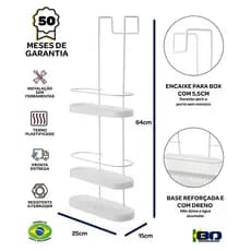 Porta Shampoo Suporte Box 3 Andares Sem Furo Não Enferruja Organizador Banheiro