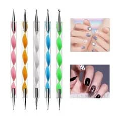 Kit 5 Pincéis Dupla Ponta para Nail Art – 10 Boleadores – Ferramenta de Decoração de Unhas (13 cm)