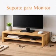 Suporte Base MDF 50CM P/ Monitor Notebook Mesa Mesinha Ergonômico Apoio Escritório Placa Chapa 15mm