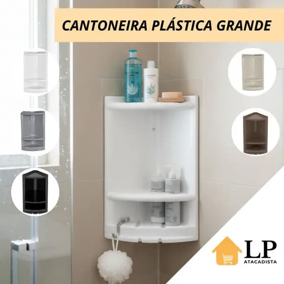 Cantoneira Metasul de Plástico Porta Cremes e Sabonetes Cosméticos para Banheiro, Salas e Lavabos