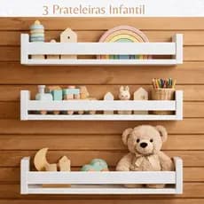 3 Prateleiras Decoração Branco 100% MDF Branco Nicho Parede Infantil Livros Quarto Sala Cozinha