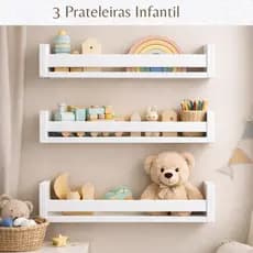 3 Prateleiras Decorativas Parede 100% MDF Branco Nicho Parede Livros Quarto Sala Cozinha Escritorio