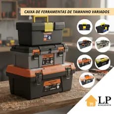 Caixa de Ferramentas 18,3 Eletricista Mecânico Oficina Cargo Pesca Baú Bandeja Fecho Metal Plástica