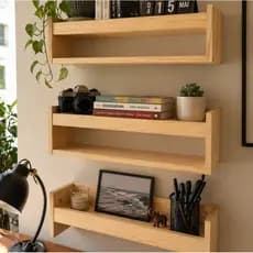 Kit com 3 Nichos Decorativos de Parede Madeira Maciça - Prateleiras para Livros, Bonecas e Temperos