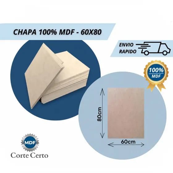Chapa Mdf Cru 60x80 cm 3mm Placa Decoração Artesanato Quadro foto Placa Mdf