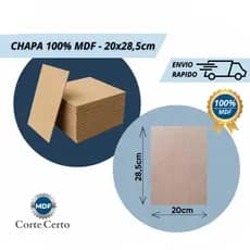 Chapa Mdf Cru 3mm Placa 20x28,5 cm - 10 unidades - Decoração Artesanato Quadro Foto Diy Fundo