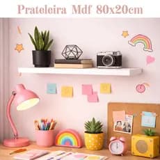 Prateleiras 100% MDF 80x20 cm Com Suporte Escritório Quarto Sala Cozinha Chapa Placa MDF 15mm