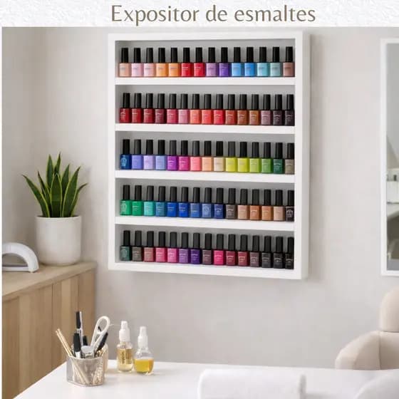 Expositor Esmalte P/ Manicure 100% MDF 200 Esmaltes Nicho Parede Organizador Porta Temperos Cozinha