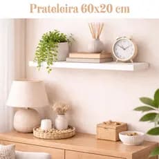 Prateleira 60x20 cm MDF 15 mm Kit Instalação Quarto Lavanderia Sala Cozinha Placa Chapa Mdf Loja