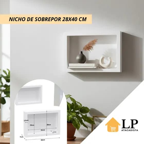 Nicho Sobrepor 28x40cm Parede para Banheiro, Cozinha, Sala, Quarto Porta-Shampoo Decorações Rua