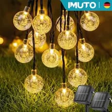 Luzes de Corda Solar LitUp Com Metros 15 Metros   Natal de Bula, Lâmpadas de Cristal, Decorações para Jardim