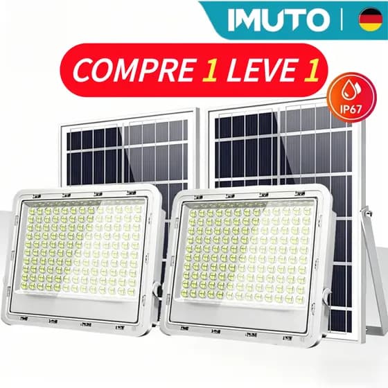 Refletor LED Solar IP67 Prova d’Água Alta Potência com Painel Solar Luz Externa Jardim