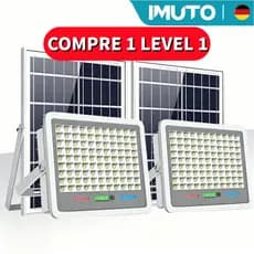 Refletor LED Solar 8000W IP69 Prova d’Água com Placa Bateria Luz Externa Jardim