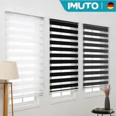 IMUTO Persiana Zebra Blackout Dupla Camada para Quarto, Sala e Escritório com Controle de Luz e Privacidade
