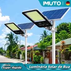 IMUTO Refletor Solar LED Ultra Brilho IP67 com Sensor e Controle para Rua, Poste, Jardim e Garagem
