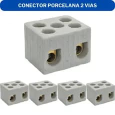 Kit 4 Conector Porcelana 2 Vias 6mm 10mm 16mm - Resistente Alta Temperatura Para Chuveiros e Torneiras