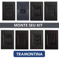 Monte seu Conjunto de Tomadas e Interruptor Com Placa 4X2 Cor Preta/Grafite Linha Liz Tramontina