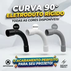 Curva Eletroduto 3/4 Rígido Longa com Bolsa 90 Graus Antichama Preto Branco Cinza