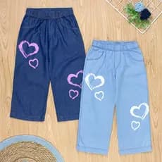 Calça Jeans Infantil Menina - Bebê Estilosa -  1 ao 3 Wide Leg - Cintura Elastica