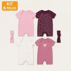 Kit 6 Peças Bebê Menina – Macacões Romper Verão em Algodão