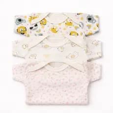 Kit 3 Body Bebê Menina Manga Curta Canelado Estampado, Confortável e Fresquinho