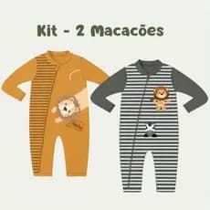 Kit 2 Macacão Bebê Menino Suedine com Zíper RN ao 1 - Conforto e Praticidade