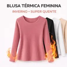Blusa Térmica Feminina Inverno Forro Aveludado Alta Elasticidade Tamanho Único Super Quente