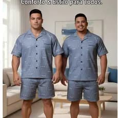 Pijama Masculino Plus Size Curto Confortável Não Aperta