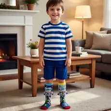 Meias Menino Garoto Infantis Com Estampa 3D De Desenhos Animados - Meias Até O Joelho, Divertidas, Coloridas E Perfeitas