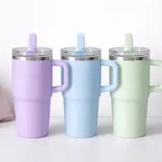 Copo Termico para Carro com Canudo Antivazamento Aco Inox 304 Portatil para Trabalho Dia a Dia 600ml  NOVO 600ML