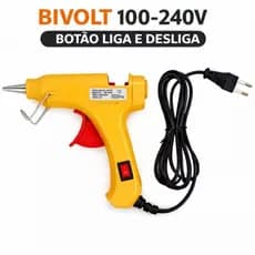 Pistola De Cola Quente Bivolt Profissional 20w Bastão  7mm Amarelo 127/220v  JQ