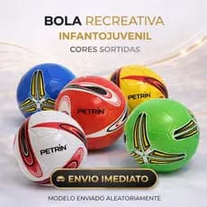 Bola Futebol Campo Nº 5 Costurada PVC Cores Variadas Treino E Jogo Oficial KIT Bola + Bomba
