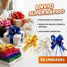 100 Laços Decorativos para Presentes com Detalhe Dourado Sortido