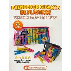Pregadores de Roupa em Plástico EXTRA GRANDE – Cores Sortidas | Kits com 12 a 60 Unidades