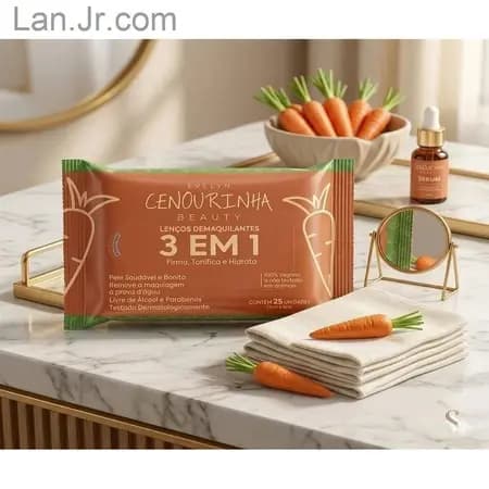 Lenço Demaquilante Cenourinha Beauty - Limpeza Facial Profunda e Suave
