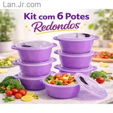 Conjunto com 6 Potes Redondos Multiuso com TampaFOMJTQUF