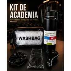 Kit Funcional Para Dia a Dia Academia Garrafa Necessaire Escova e Acessórios