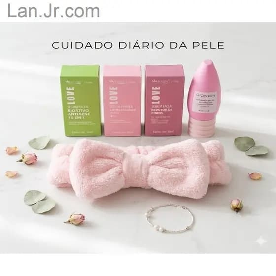 Kit Skincare Completo Antiacne e Controle de Oleosidade c/ Séruns + Hidratante + Faixa Facial3Z3G2XZA