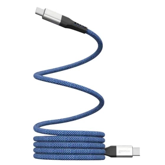Cabo USB-C para USB-C Geonav 100W | Corpo Magnético com Organizador | Nylon Reforçado Azul