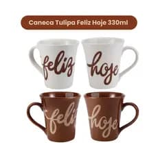Canecas Tulipas Feliz Hoje 330ml Cacau Show