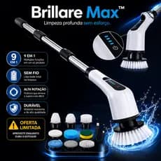 Brillare Max™ Escova Elétrica Rotativa 9 em 1 - Sem Fio - Cabo Extensível - Limpeza Multifuncional Bivolt