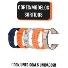 Conjunto de 5 Pulseiras Respirável Smartwatch 42 a 49mm (Cor/Modelos Sortidos)
