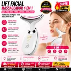 Massageador Pescoço e Rosto LED Vibração Fototerapia Para Rejuvenescer Firmeza Anti-Rugas - Anti-Papada, Limpeza.