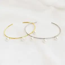 Bracelete com Perolas Luxo Dourado e Prateado