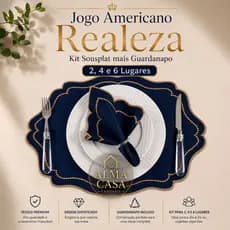 JOGO AMERICANO MESA POSTA ELEGANTE KIT SOUPLAT MAIS GUARDANAPO 2 4 ou 6 LUGARES