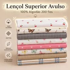 LENÇOL SUPERIOR AVULSO ESTAMPADO 100% ALGODÃO 200 FIOS PREMIUM SOLTEIRO CASAL QUEEN KING