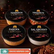 Kit Hermético 4 Pote Plástico Churrasco Cozinha Organizador Livre de BPA