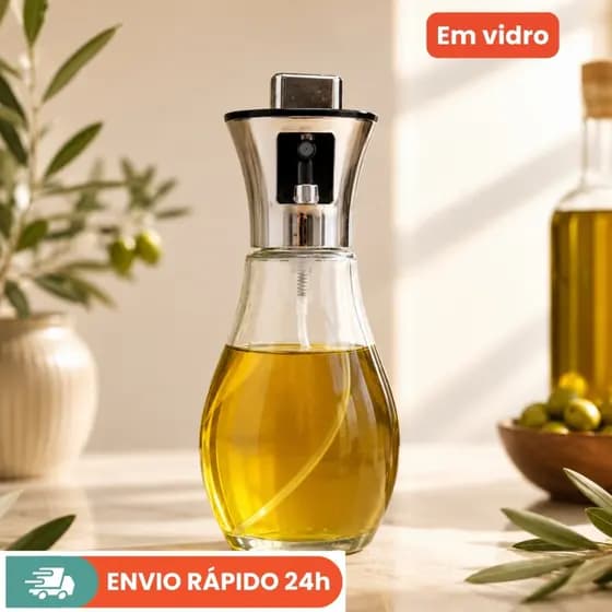 Spray Borrifador Azeite/Vinagre 200 ml – Galheteiro Vidro Inox Pulverizador Multiuso