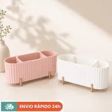 Porta Algodão e Cotonete com 3 Divisórias – Organizador Acrílico para Banheiro e Maquiagem